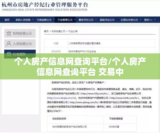 个人房产信息网查询平台/个人房产信息网查询平台 交易中