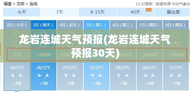龙岩连城天气预报(龙岩连城天气预报30天) 龙岩连城天气预报(龙岩连城天气预报30天)