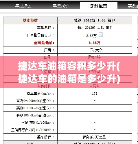 捷达车油箱容积多少升(捷达车的油箱是多少升) 捷达车油箱容积多少升(捷达车的油箱是多少升)