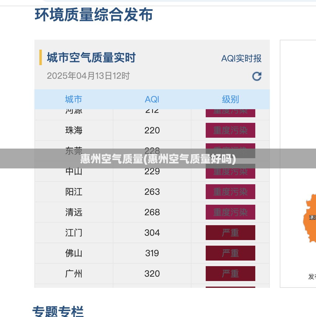 惠州空气质量(惠州空气质量好吗)
