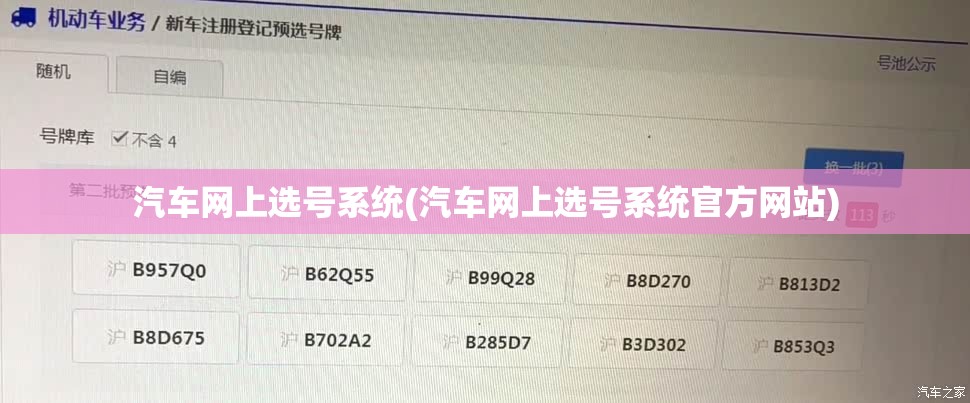 汽车网上选号系统(汽车网上选号系统官方网站)