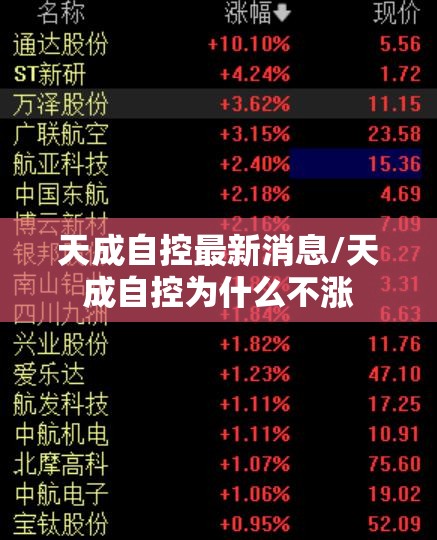 天成自控最新消息/天成自控为什么不涨 天成自控最新消息/天成自控为什么不涨
