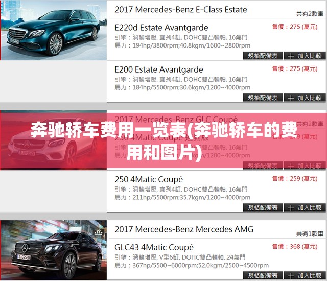 奔驰轿车费用一览表(奔驰轿车的费用和图片)
