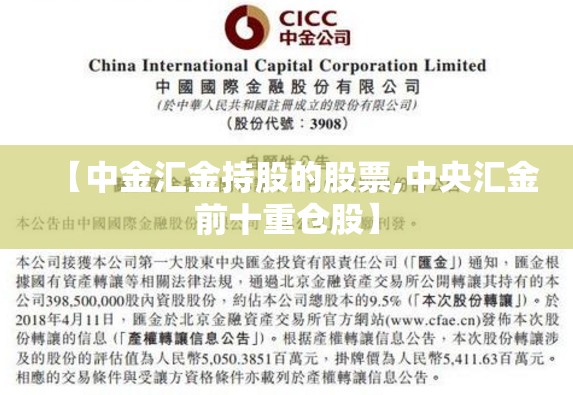 【中金汇金持股的股票,中央汇金前十重仓股】
