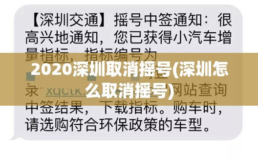 2020深圳取消摇号(深圳怎么取消摇号)