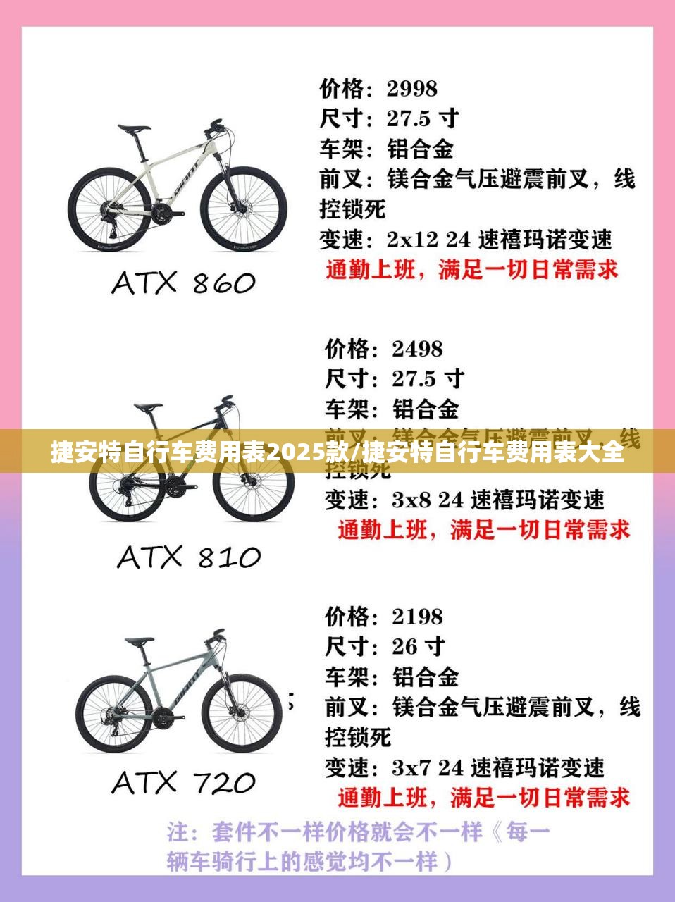 捷安特自行车费用表2025款/捷安特自行车费用表大全 捷安特自行车费用表2025款/捷安特自行车费用表大全