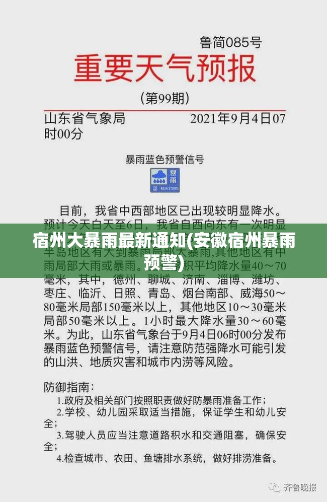 宿州大暴雨最新通知(安徽宿州暴雨预警) 宿州大暴雨最新通知(安徽宿州暴雨预警)