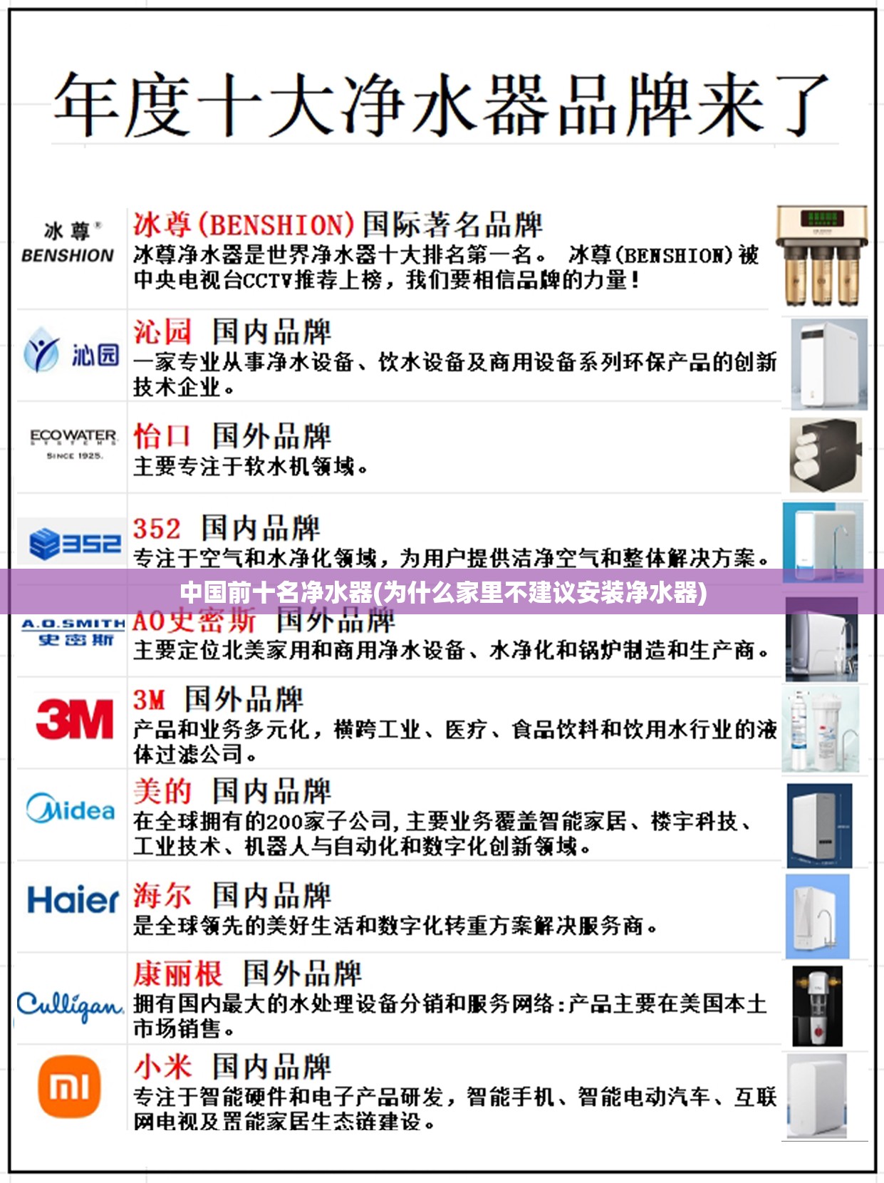中国前十名净水器(为什么家里不建议安装净水器)