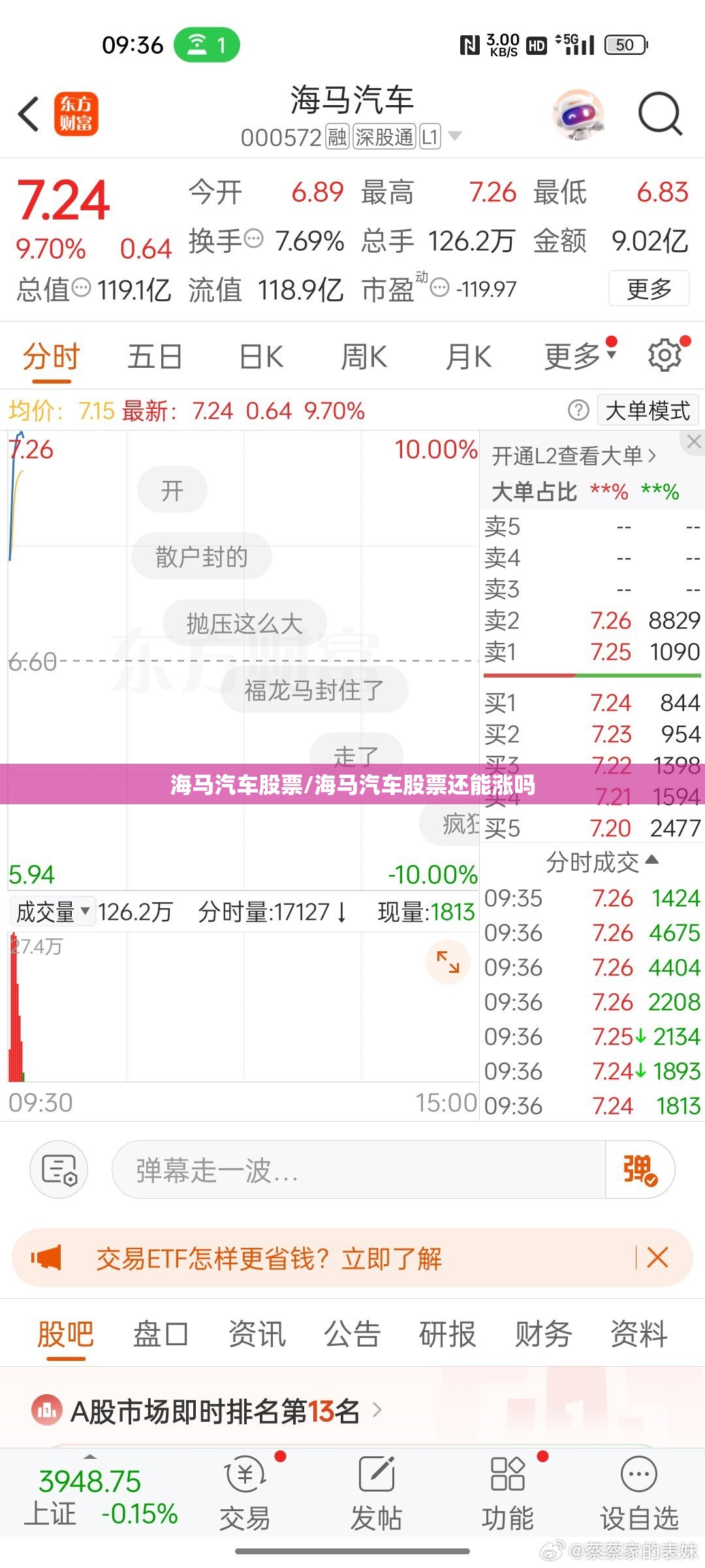 海马汽车股票/海马汽车股票还能涨吗