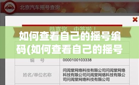如何查看自己的摇号编码(如何查看自己的摇号编码是多少)