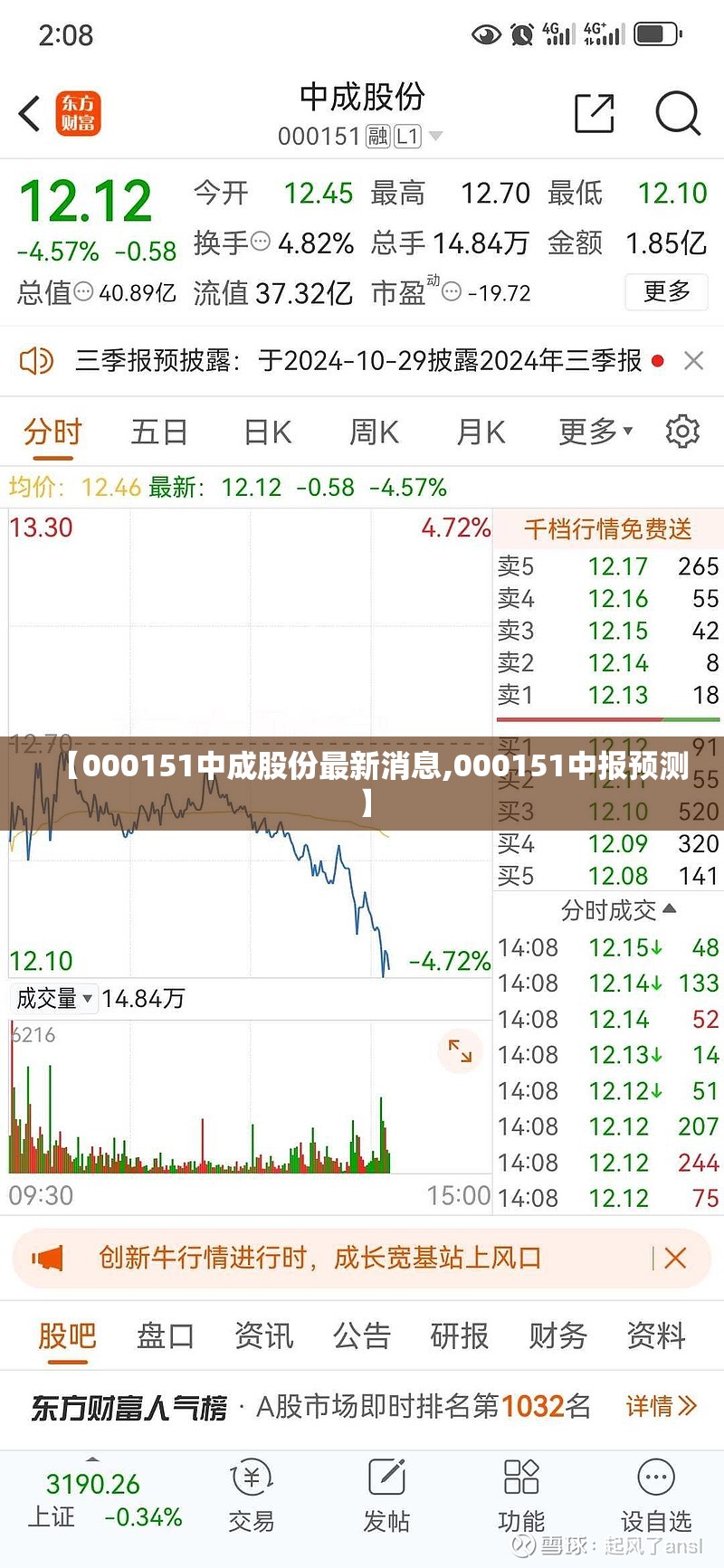 【000151中成股份最新消息,000151中报预测】 【000151中成股份最新消息,000151中报预测】