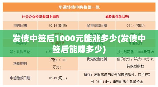 发债中签后1000元能涨多少(发债中签后能赚多少) 发债中签后1000元能涨多少(发债中签后能赚多少)