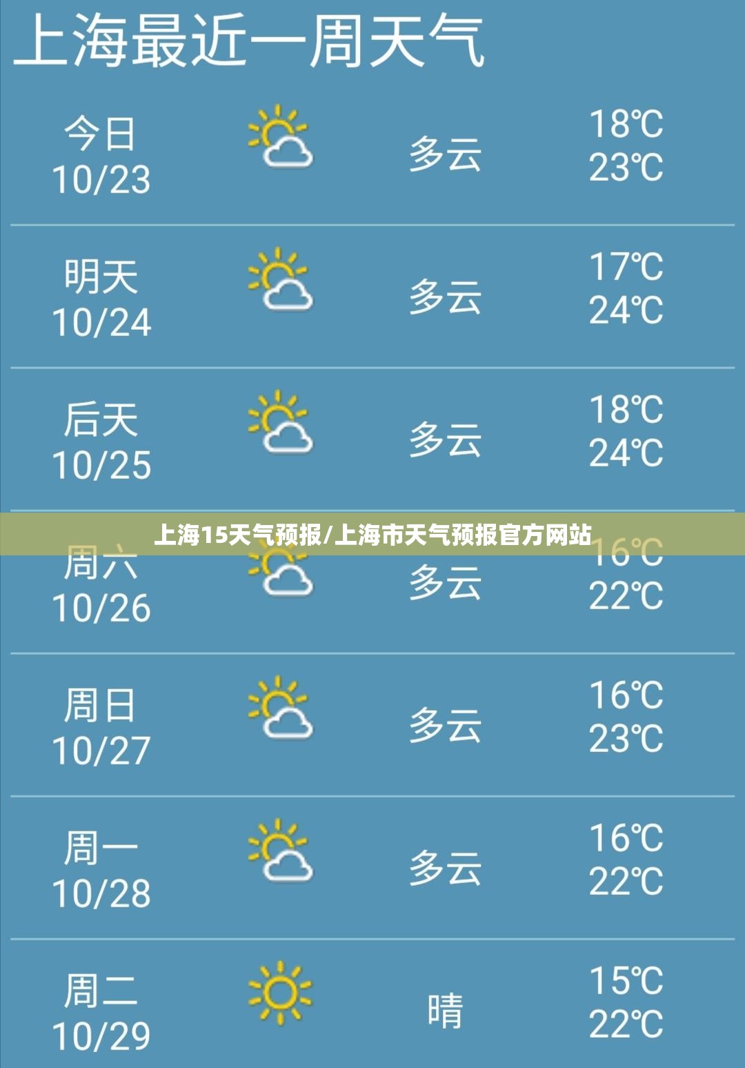 上海15天气预报/上海市天气预报官方网站