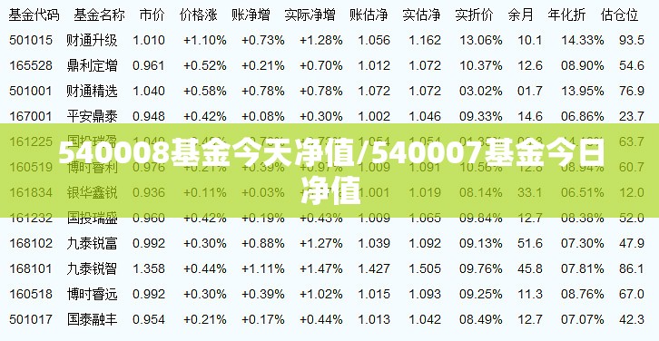 540008基金今天净值/540007基金今日净值 540008基金今天净值/540007基金今日净值