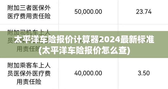 太平洋车险报价计算器2024最新标准(太平洋车险报价怎么查)
