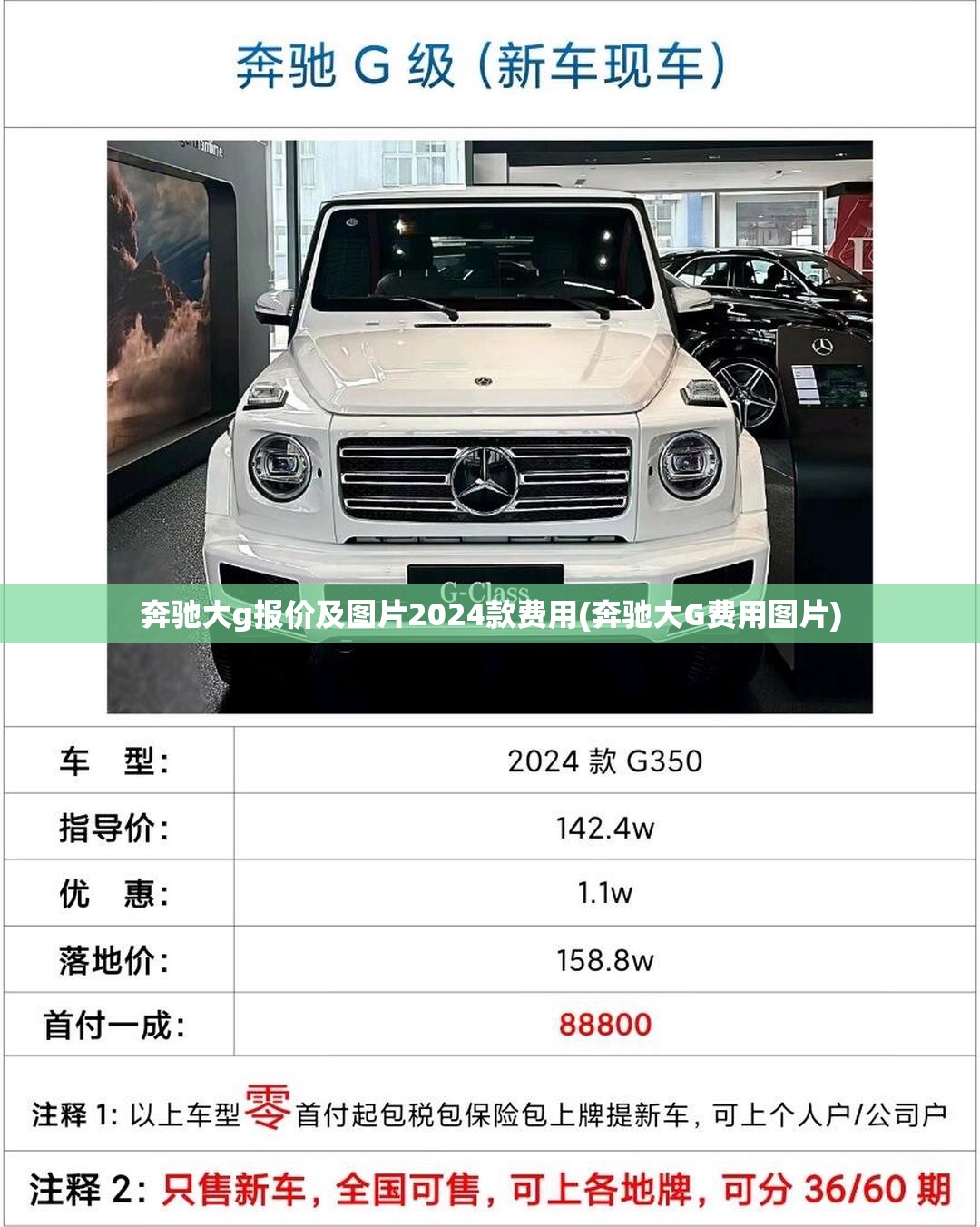 奔驰大g报价及图片2024款费用(奔驰大G费用图片)