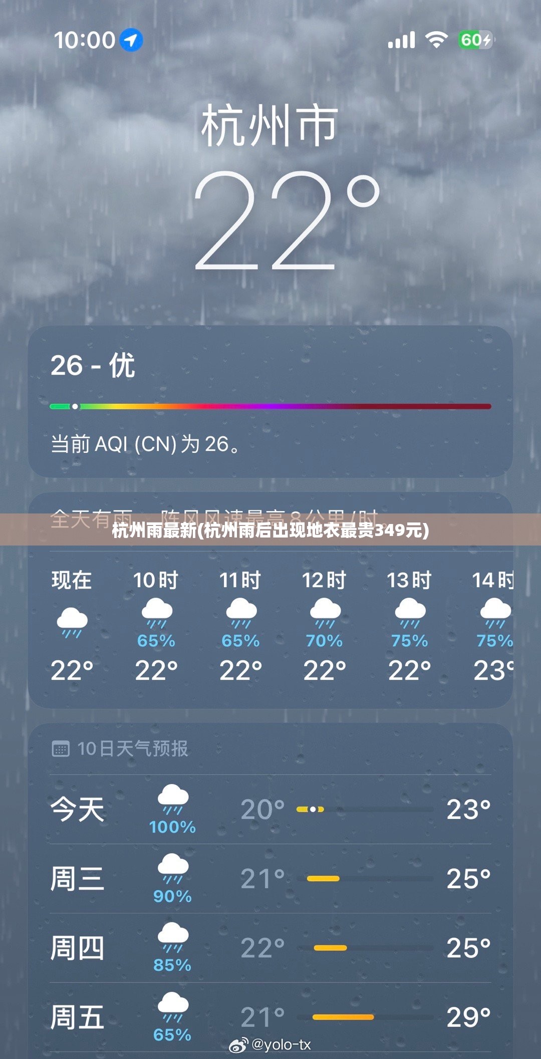 杭州雨最新(杭州雨后出现地衣最贵349元)