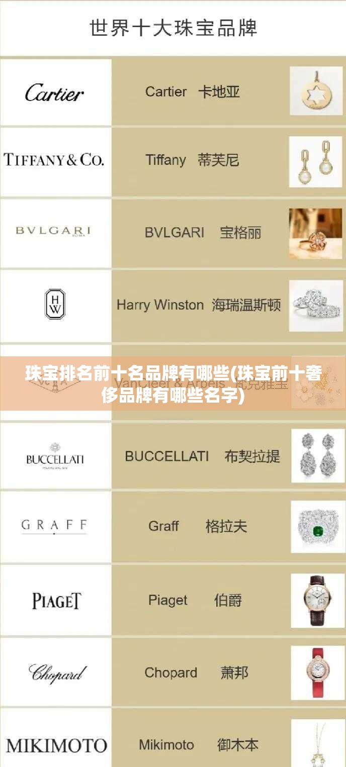 珠宝排名前十名品牌有哪些(珠宝前十奢侈品牌有哪些名字)